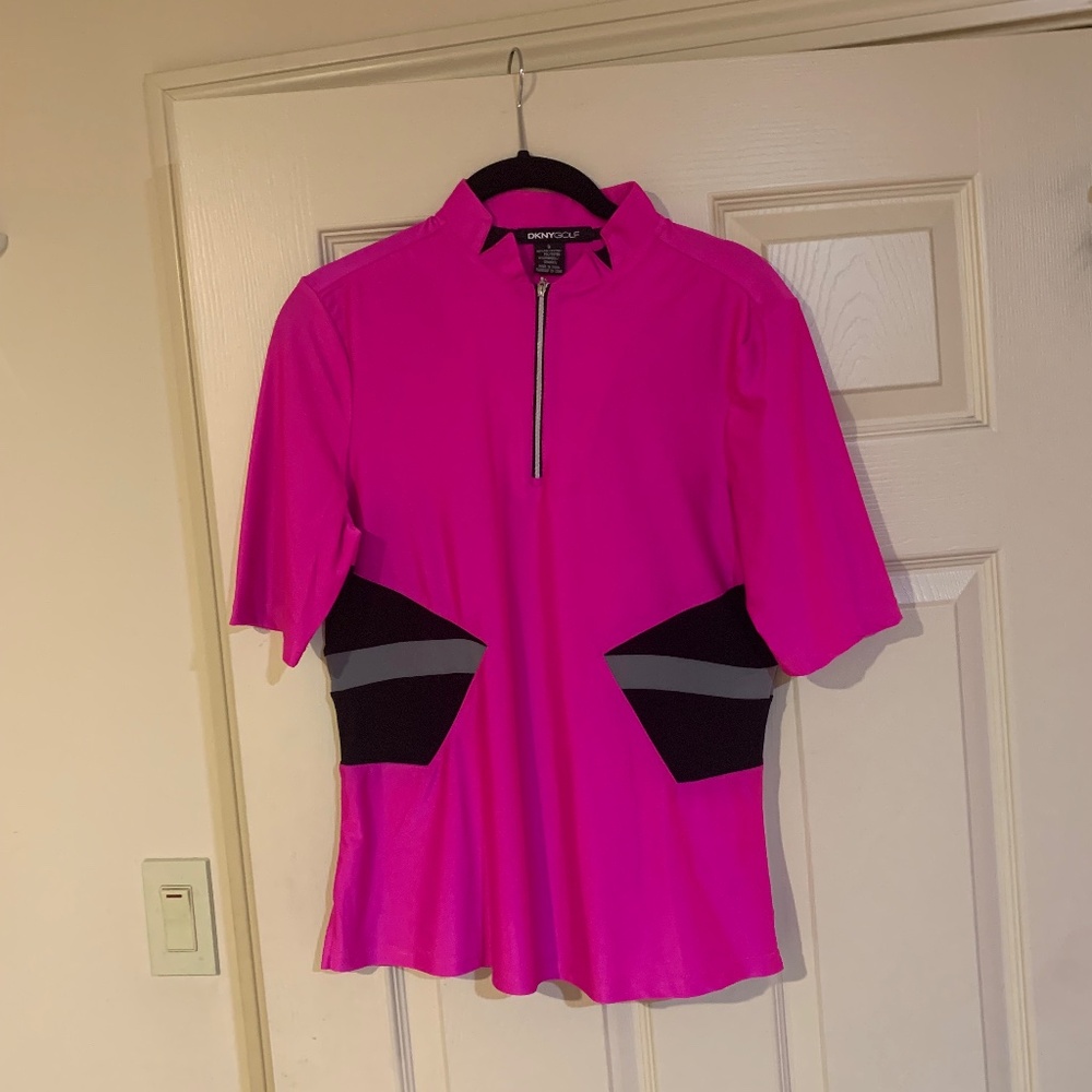 DKNY Golf Pink/Black/Gray Top sz S